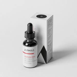 CBD Hanföl ohne THC 5% in Pipetten Flaeschchen auf weissem Hintergrund