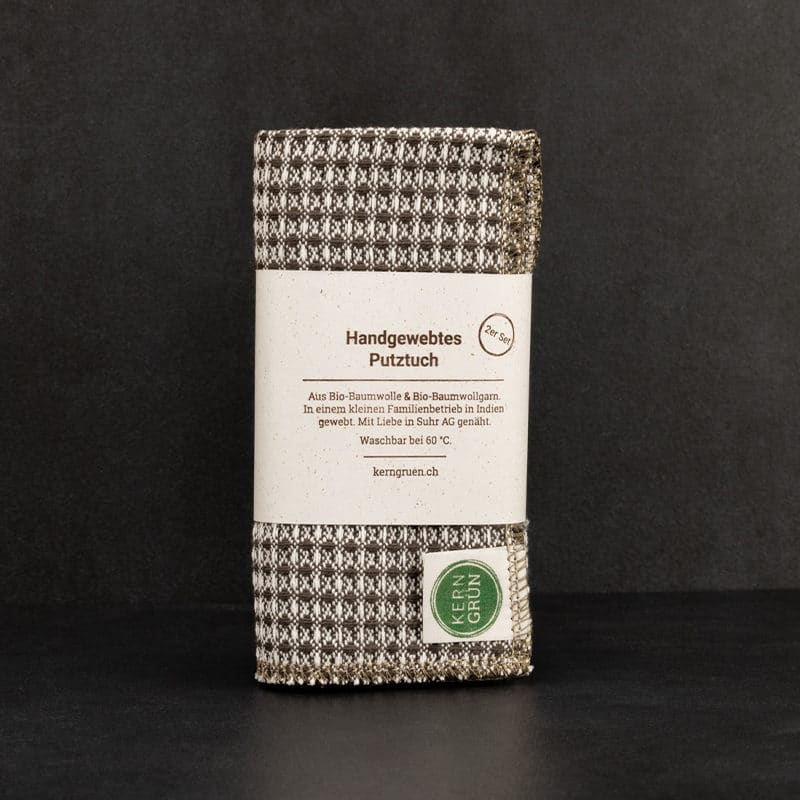 Putzlappen 2er Set aus Biobaumwolle. Braunes Webmuster