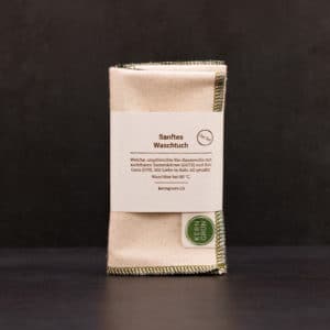 Helles Waschtuch 2er Set aus Biobaumwolle mit grünem Rand